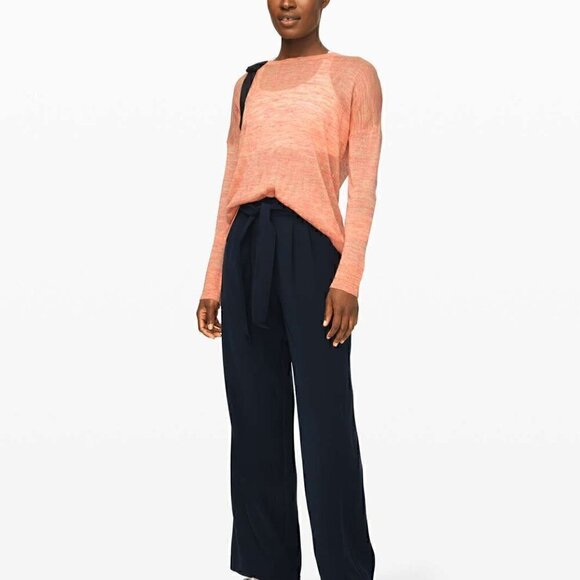 NWOT Well Being Crew Sweater Linen Heathered Speckle Coral Peach-Size XS - Picture 5 of 11